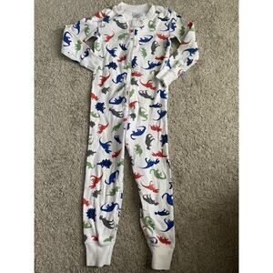 Hanna Andersson Dinosaur Zipper Pajamas White Red Blue Green Dinos 90 3
